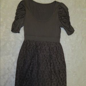 Brown Dress with Ruffled Sleeves